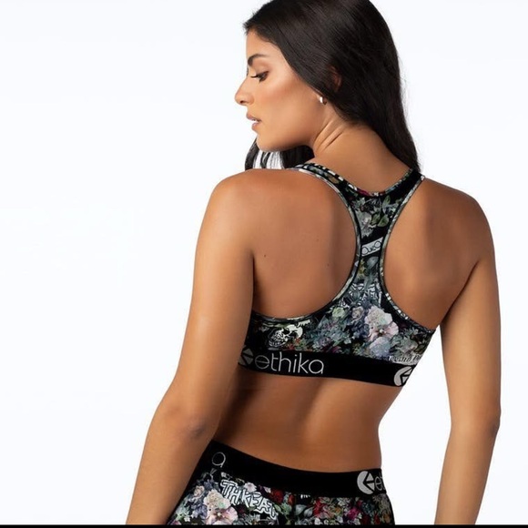 Ethika Black Sports Bra with Floral Design - Picture 4 of 4